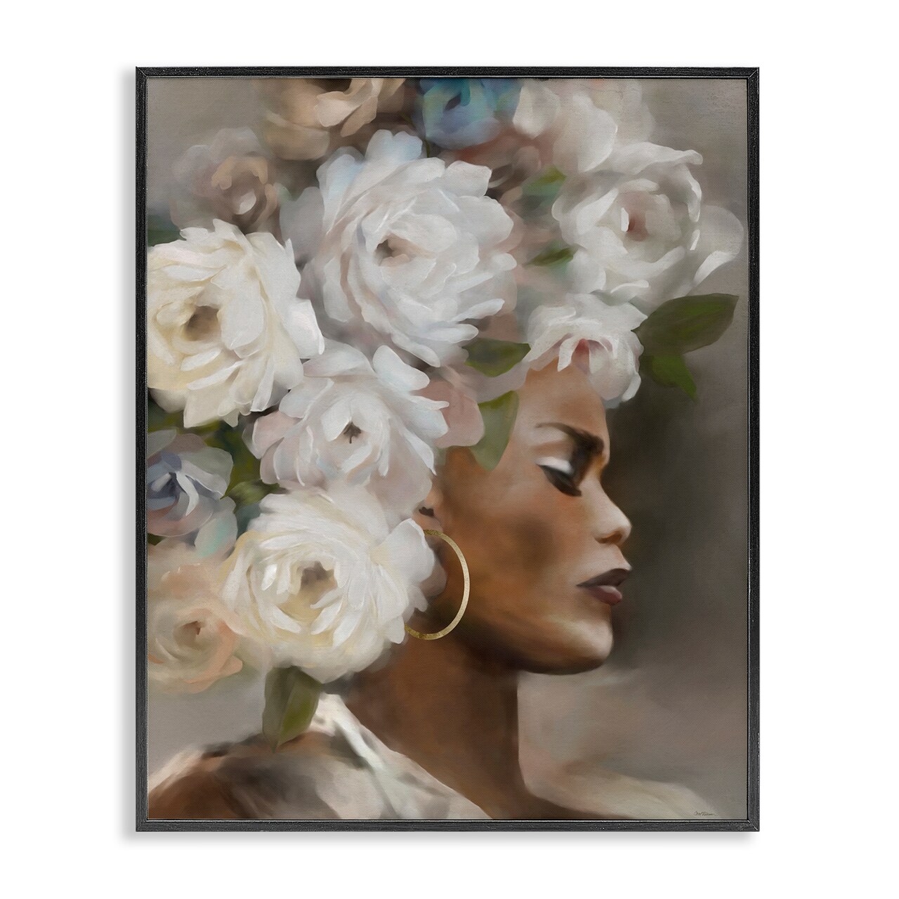 Stupell Industries Woman with Floral Headdress Framed Giclee Wall Art Design by Carol Robinson